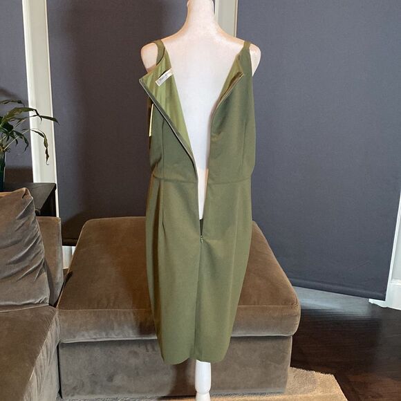 Women’s Green V-Neck Sleeveless Short Cocktail Party Dress Zip Back Size XL NWT - Picture 6 of 11